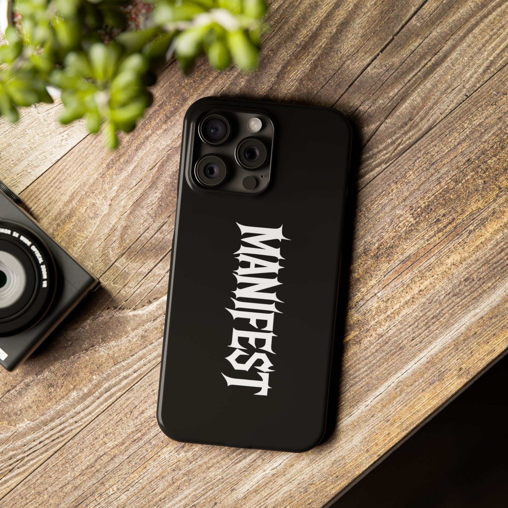Edgy Slim Phone Cases with 'Manifest' Design, Aesthetic Phone Cover, Cool Gift, Modern Phone Case, Unique Cellphone Accessory