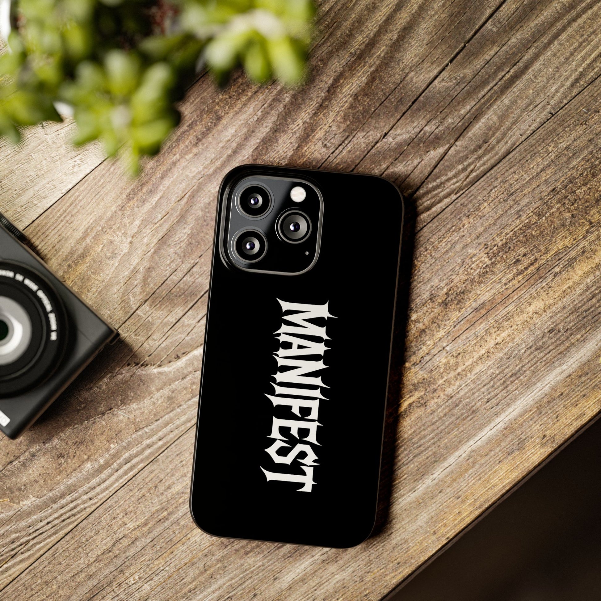 Edgy Slim Phone Cases with 'Manifest' Design, Aesthetic Phone Cover, Cool Gift, Modern Phone Case, Unique Cellphone Accessory