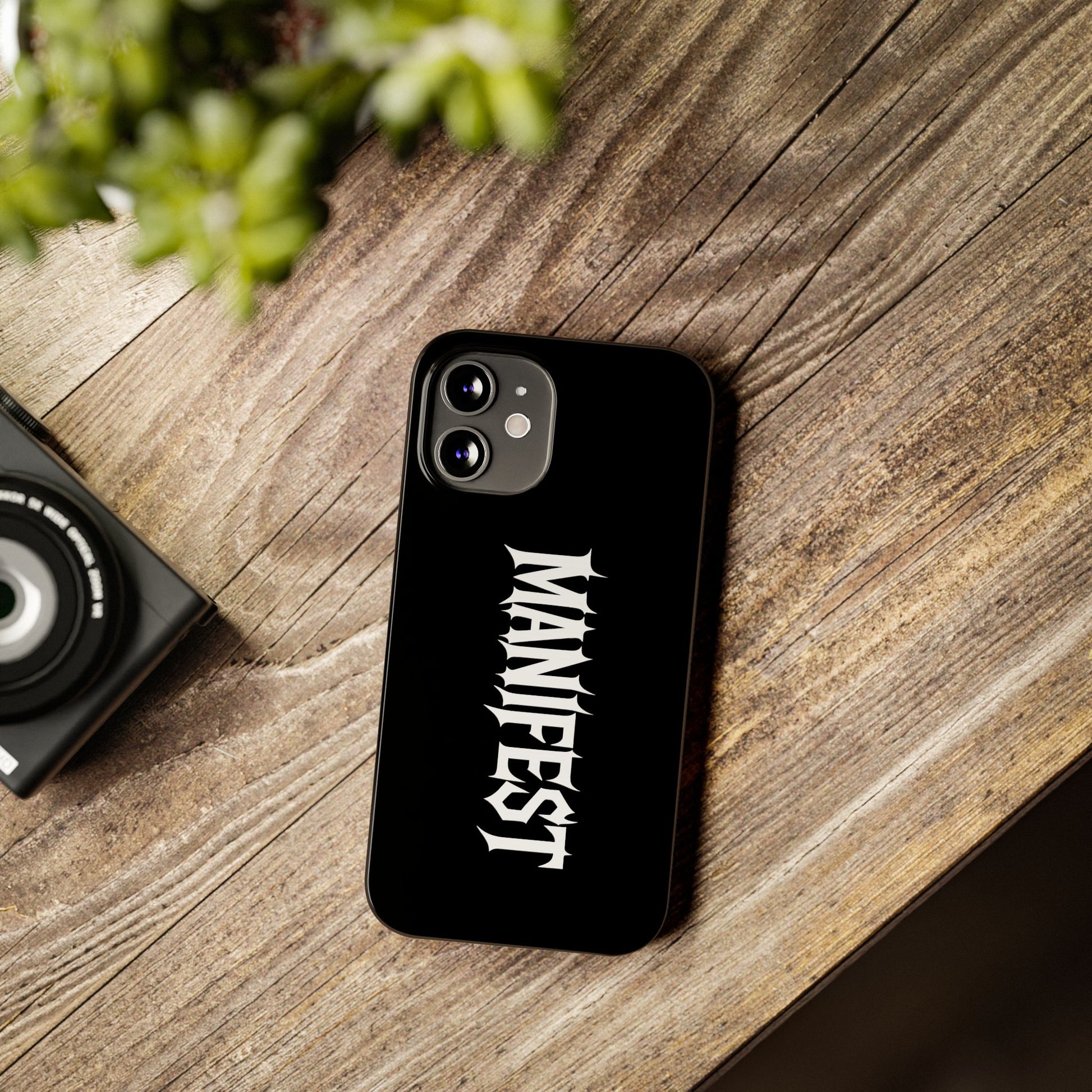 Edgy Slim Phone Cases with 'Manifest' Design, Aesthetic Phone Cover, Cool Gift, Modern Phone Case, Unique Cellphone Accessory