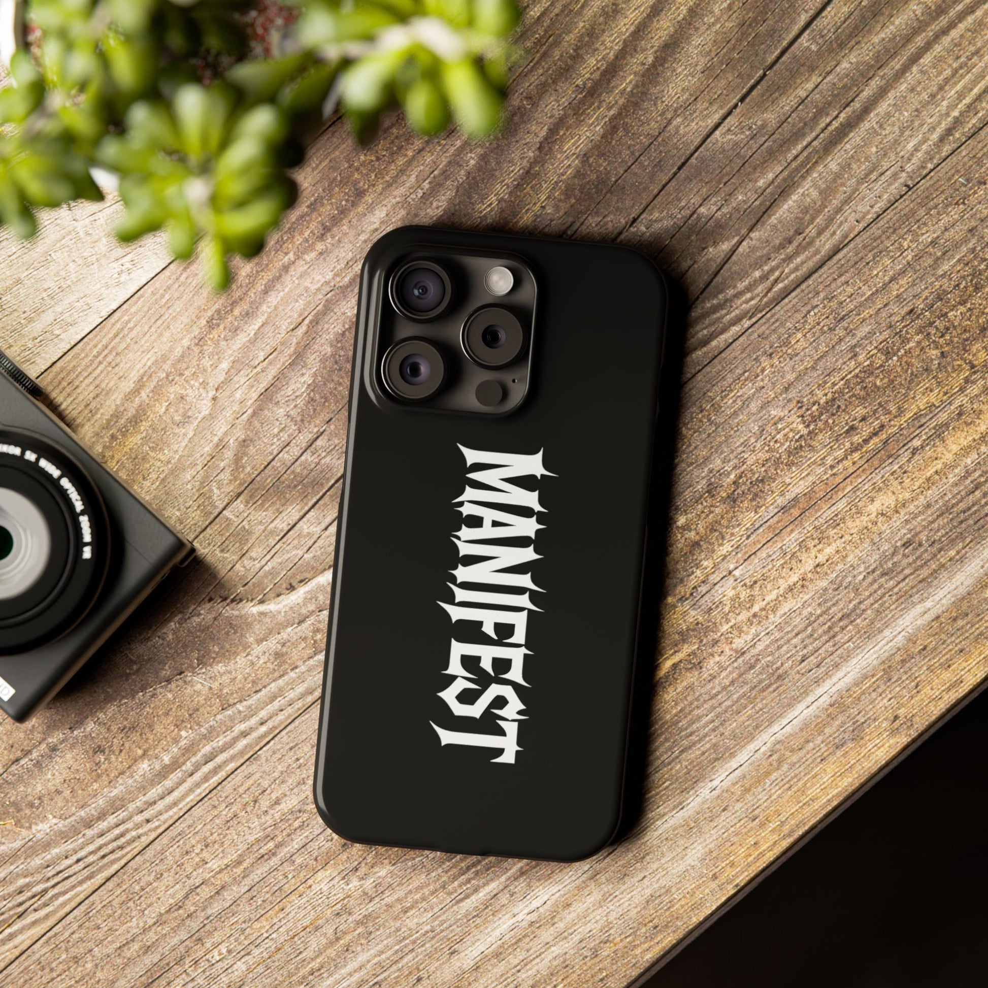 Edgy Slim Phone Cases with 'Manifest' Design, Aesthetic Phone Cover, Cool Gift, Modern Phone Case, Unique Cellphone Accessory