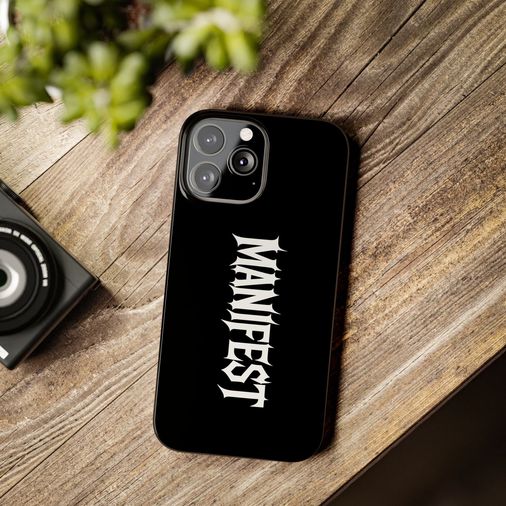 Edgy Slim Phone Cases with 'Manifest' Design, Aesthetic Phone Cover, Cool Gift, Modern Phone Case, Unique Cellphone Accessory