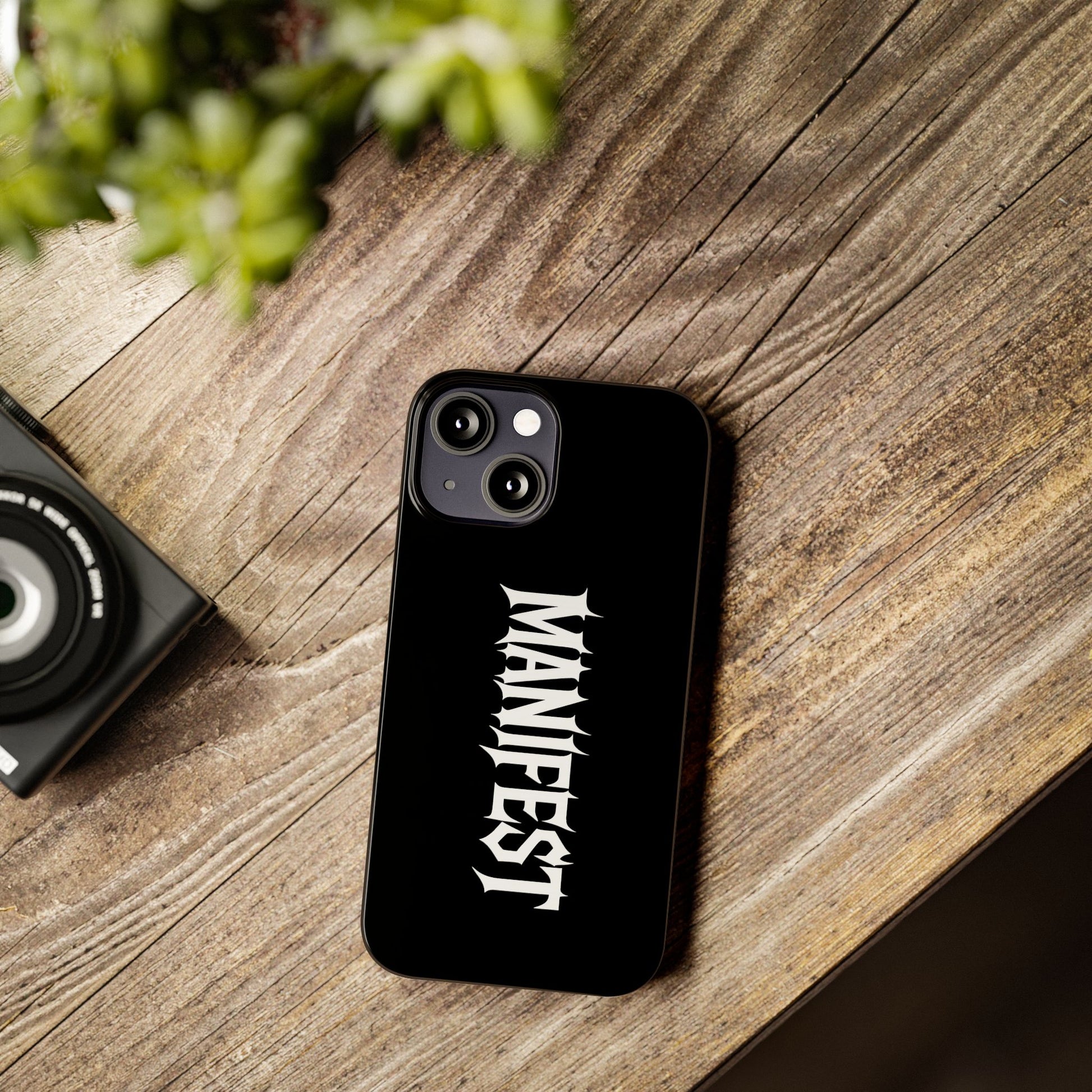 Edgy Slim Phone Cases with 'Manifest' Design, Aesthetic Phone Cover, Cool Gift, Modern Phone Case, Unique Cellphone Accessory
