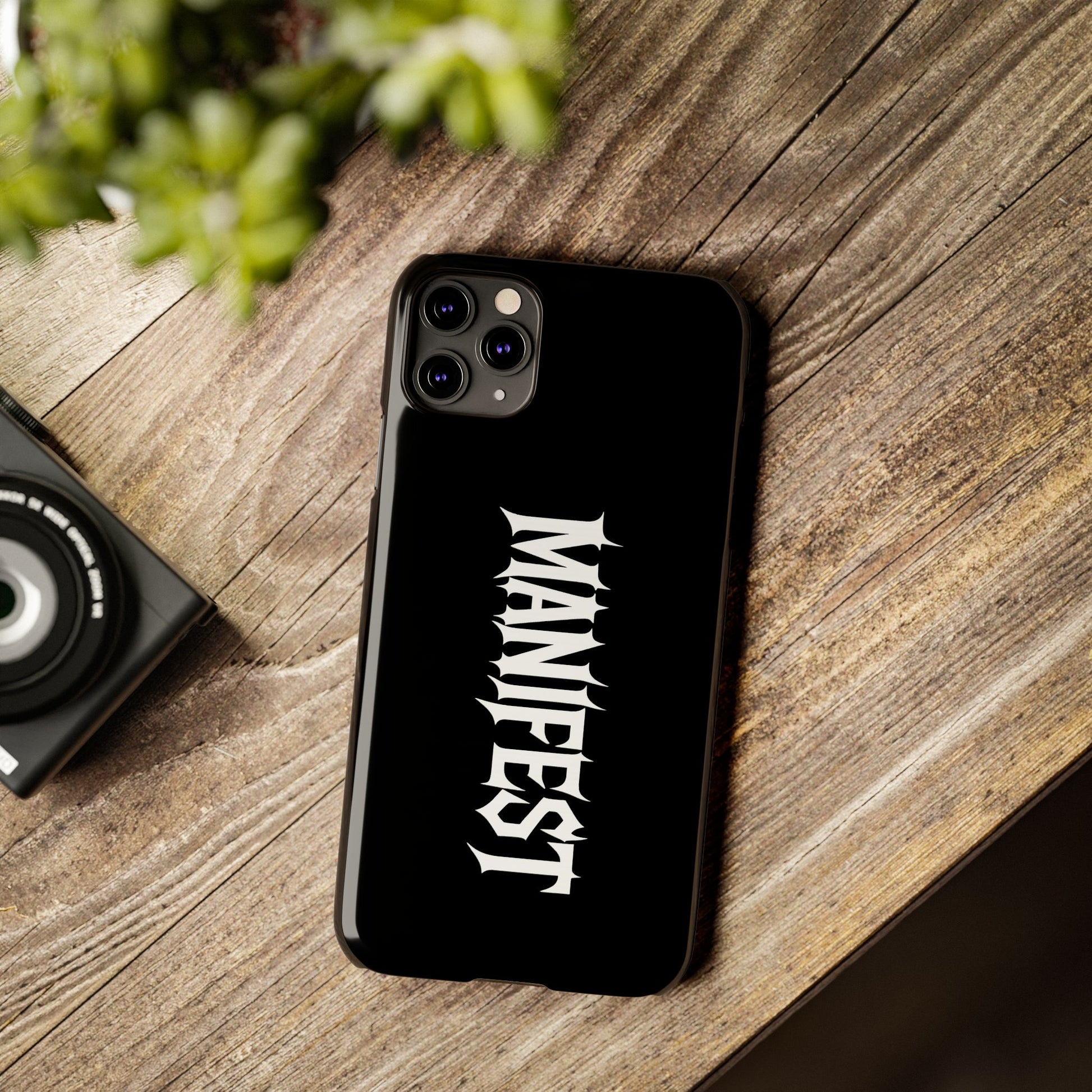 Edgy Slim Phone Cases with 'Manifest' Design, Aesthetic Phone Cover, Cool Gift, Modern Phone Case, Unique Cellphone Accessory
