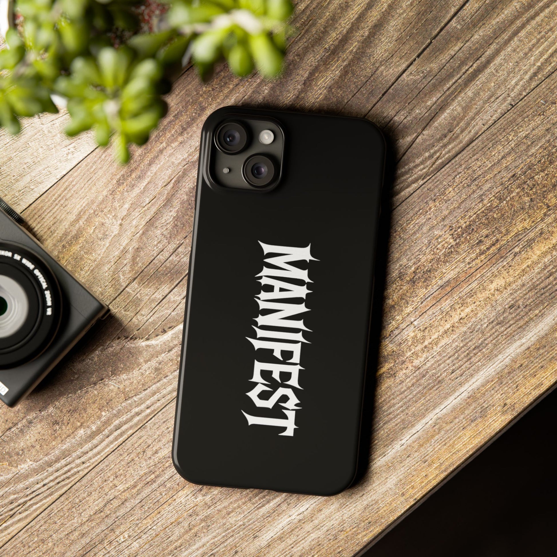 Edgy Slim Phone Cases with 'Manifest' Design, Aesthetic Phone Cover, Cool Gift, Modern Phone Case, Unique Cellphone Accessory