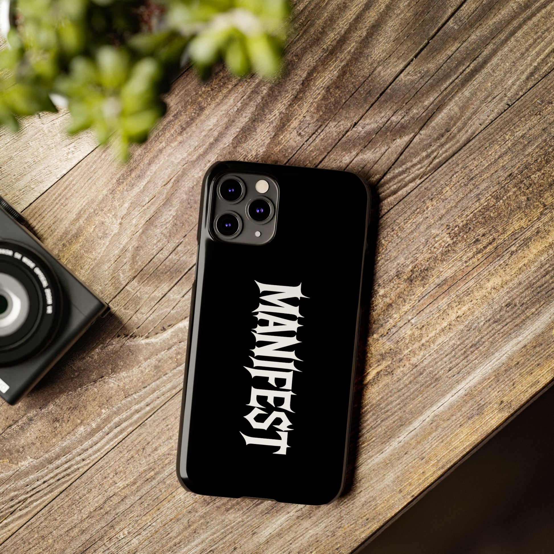 Edgy Slim Phone Cases with 'Manifest' Design, Aesthetic Phone Cover, Cool Gift, Modern Phone Case, Unique Cellphone Accessory